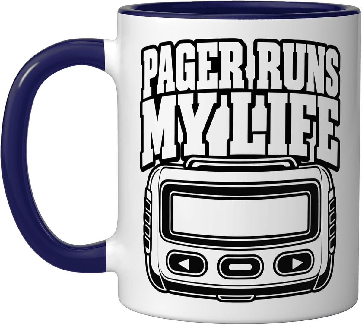 Volunteer Firefighter Pager Runs My Life Rescue Fans Funny Ceramic Mug