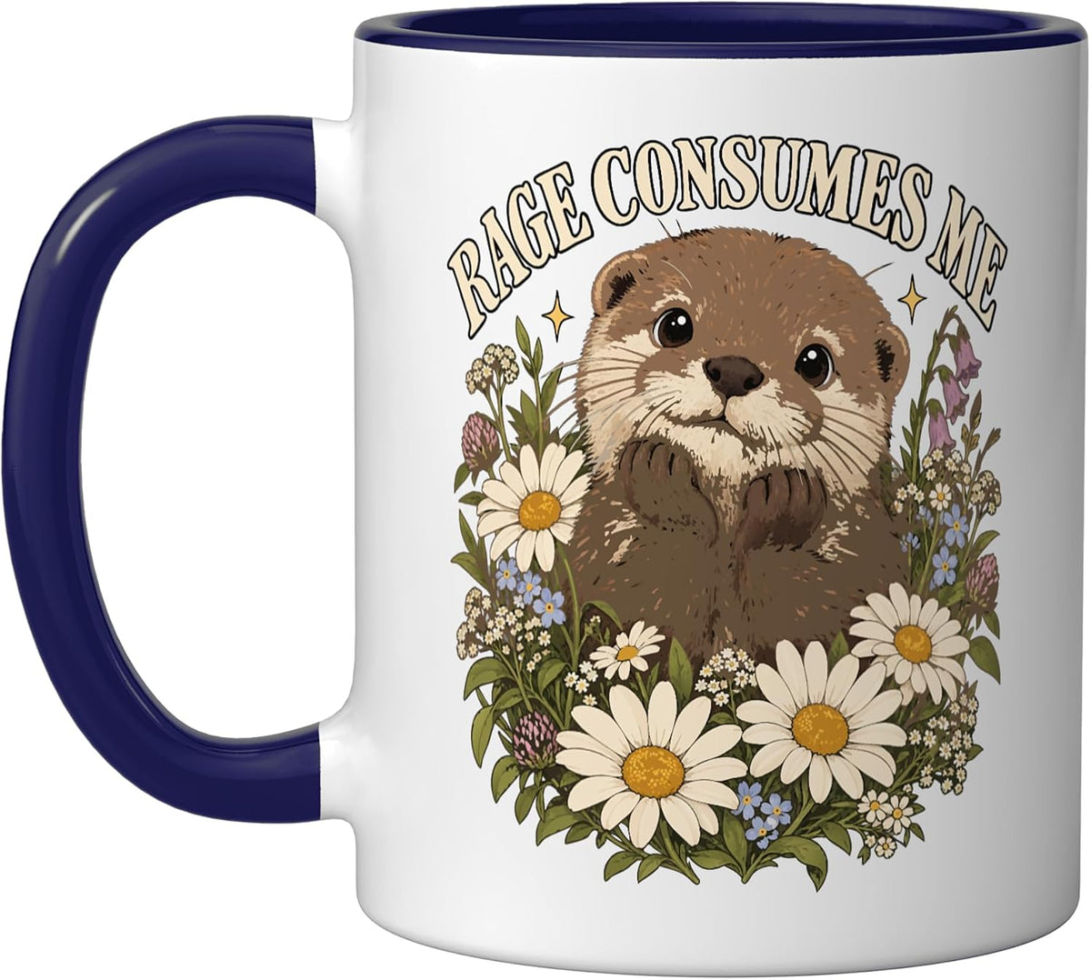 Cute Otter Rage Consumes Me Funny Sarcastic Animal Floral Ceramic Mug