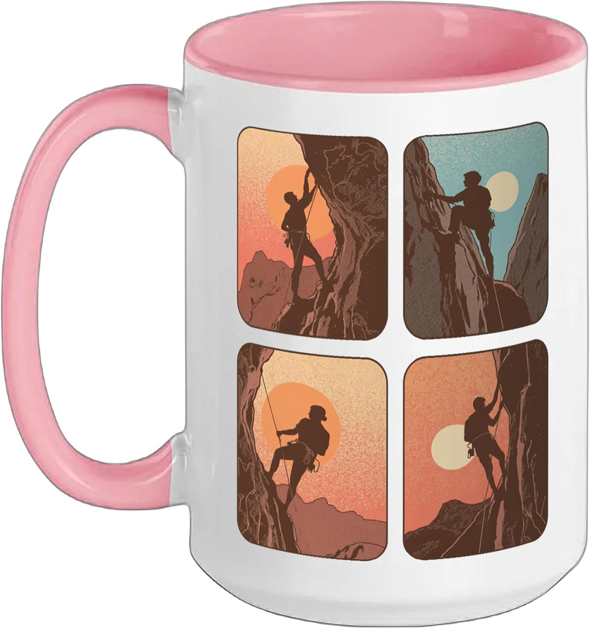 Retro Rock Climber Collage For Mountain Climbers Men Women Ceramic Mug