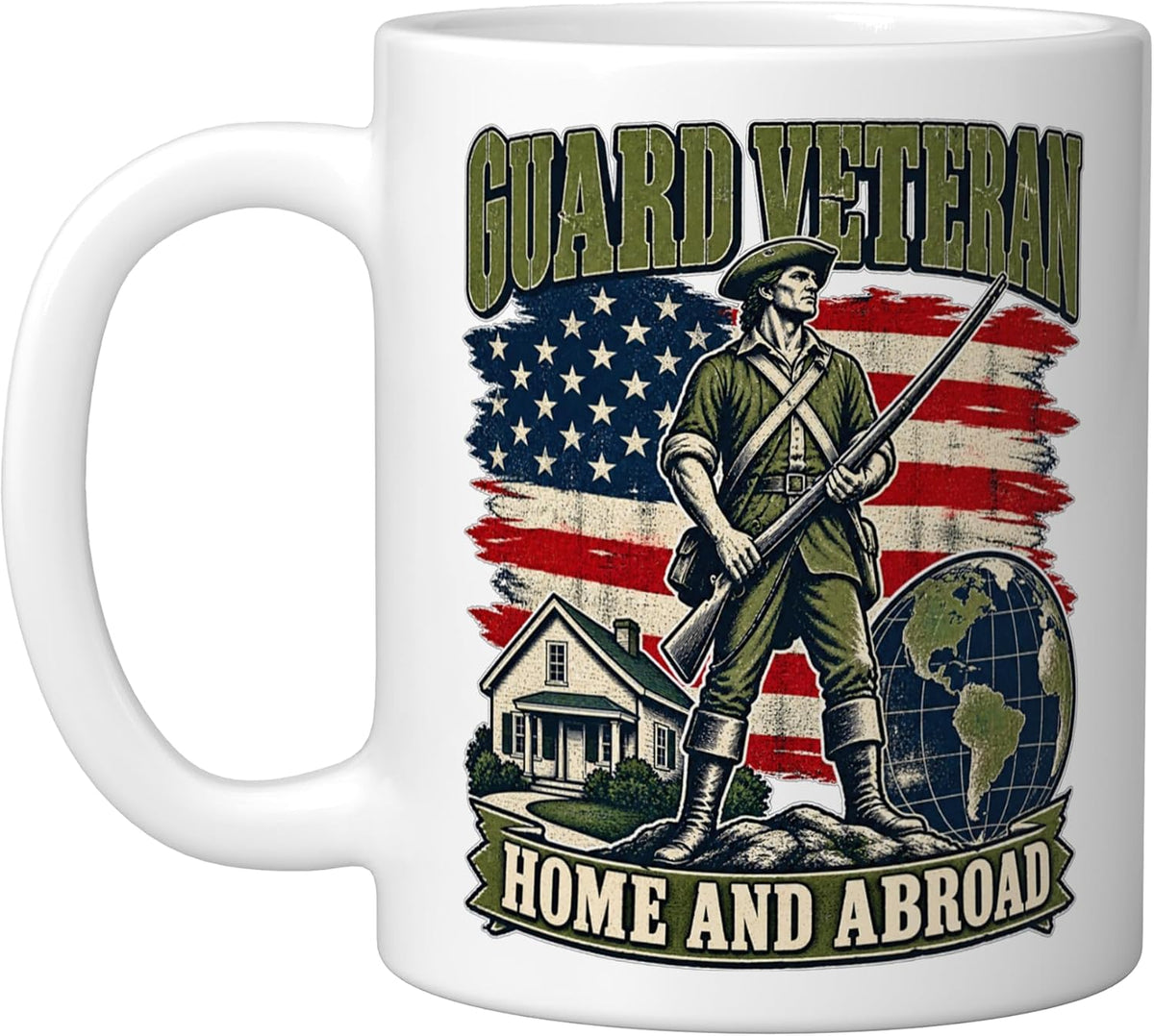 Guard Veteran Home And Abroad Minuteman Globe Veterans Day Ceramic Mug