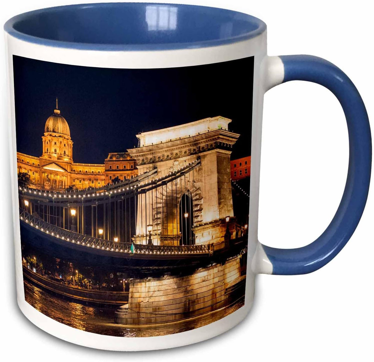 Hungary, Budapest, Chain Bridge, Danube River Ceramic Mug