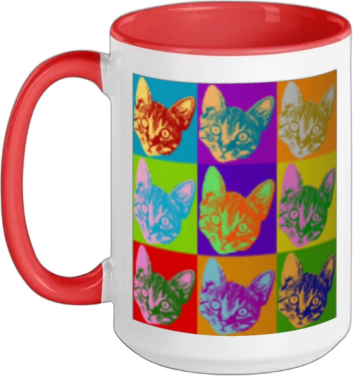 Cat Pop Art Retro Kitty Kitten Funny Cute Graphic Art Pet Ceramic Mug