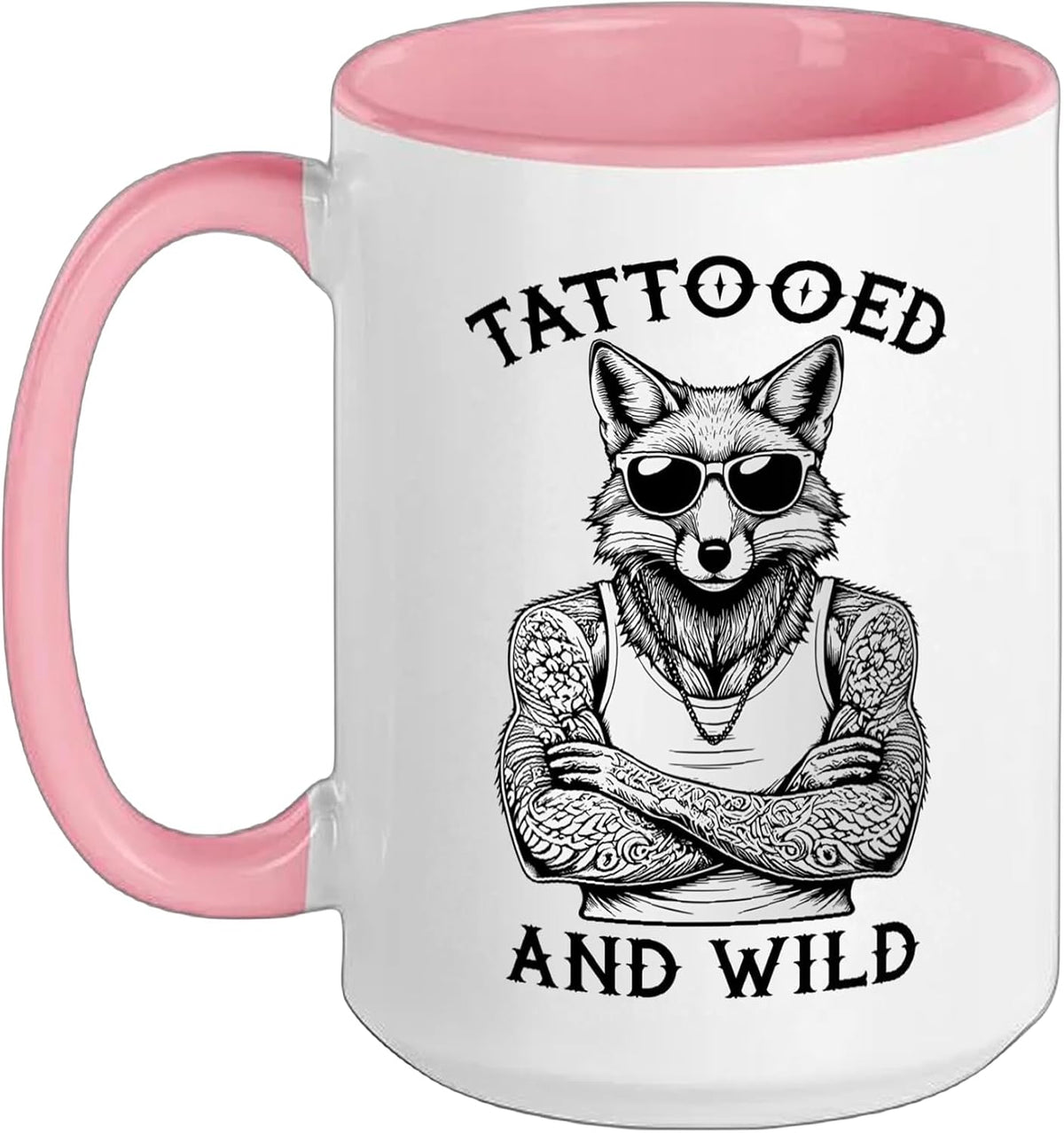 Tattooed And Wild Funny Inked Fox Animal Tattoo Lover Ceramic Mug