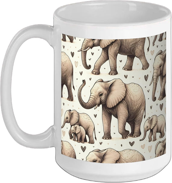 Elephants Love Pattern Beautiful Elephant Ceramic Mug