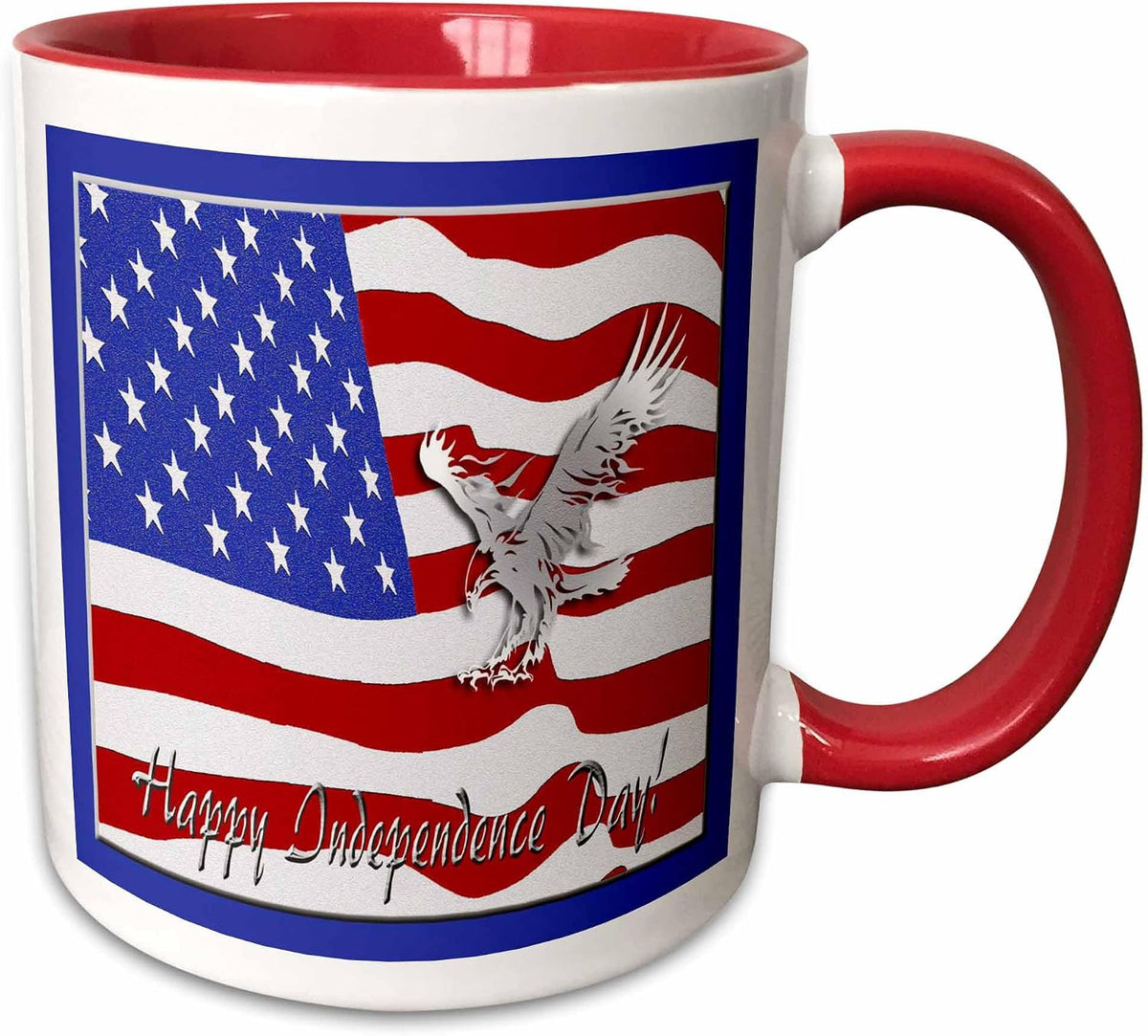 Indenpence Day, American Flag & Silver Eagle Ceramic Mug