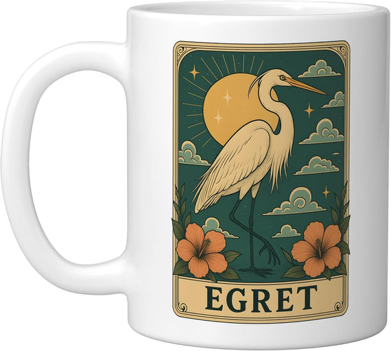 Egret Tarot Card Ceramic Mug