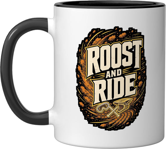 Roost And Ride Dirt Bike Motocross Helmet Goggles Ceramic Mug