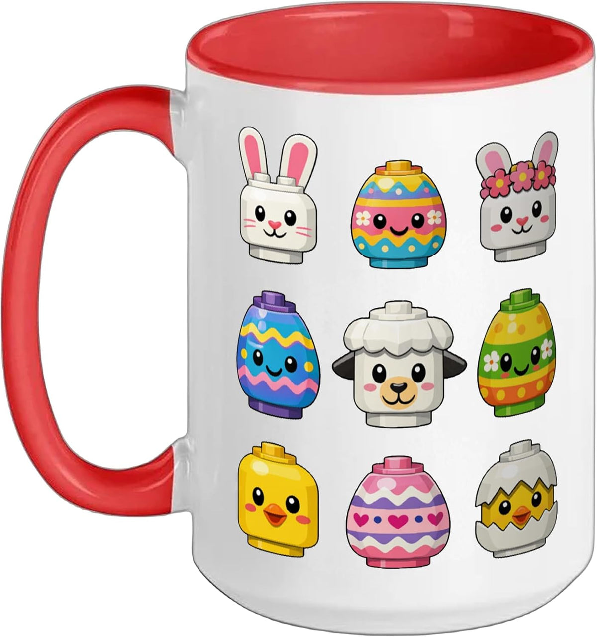 Happy Easter Day Brick Master Builder Block Building Faces Ceramic Mug