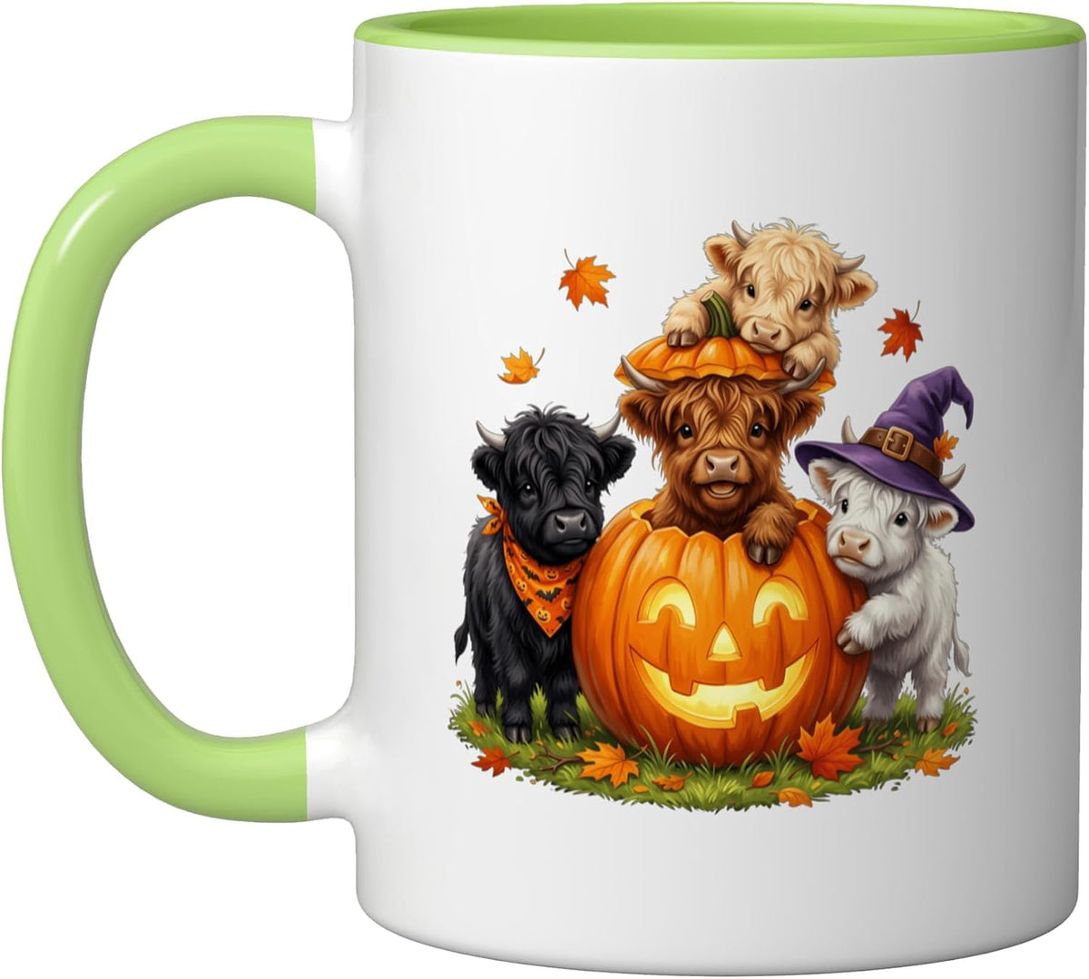 Halloween Highland Cow Pumpkin Spooky Season Costume Ceramic Mug