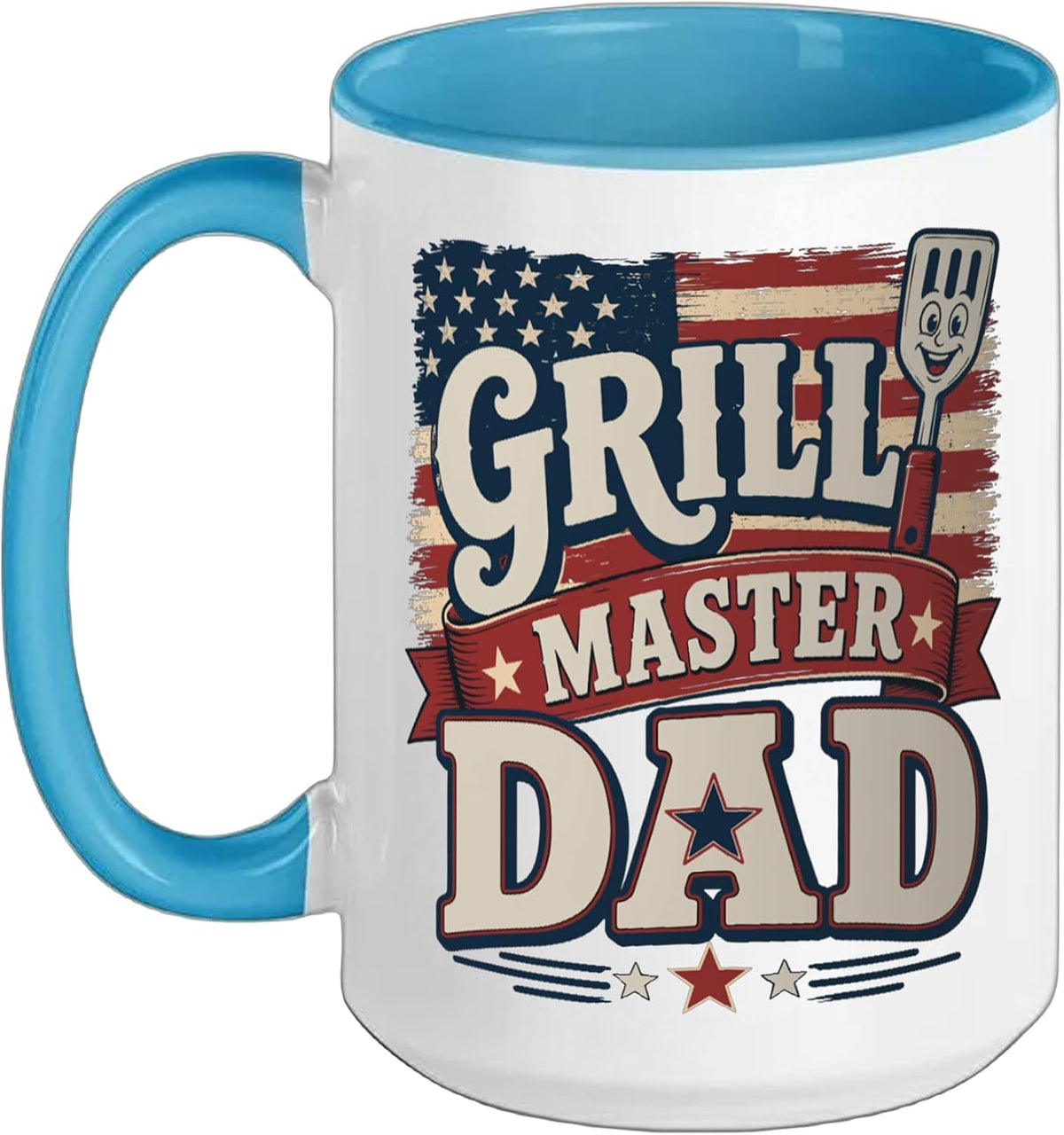 Grill Master Dad American Flag 4th Of July Bbq Father's Ceramic Mug