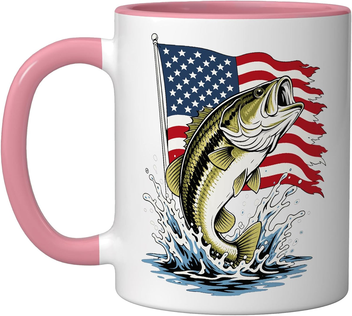 Usa Bass Fishing American Flag Angler Ceramic Mug