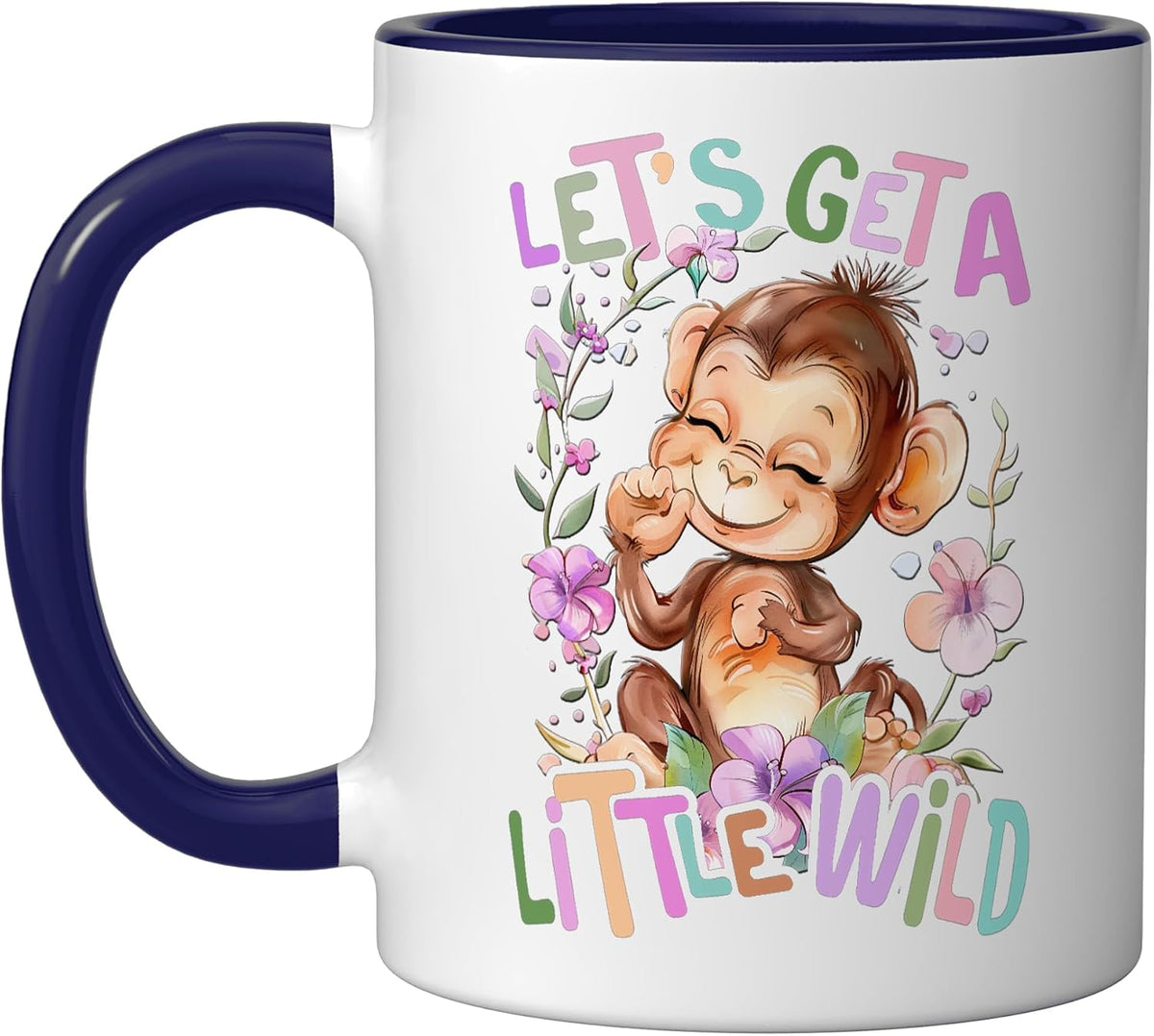 Baby Monkey With Flowers A Little Wild Ape Monkeys Ceramic Mug