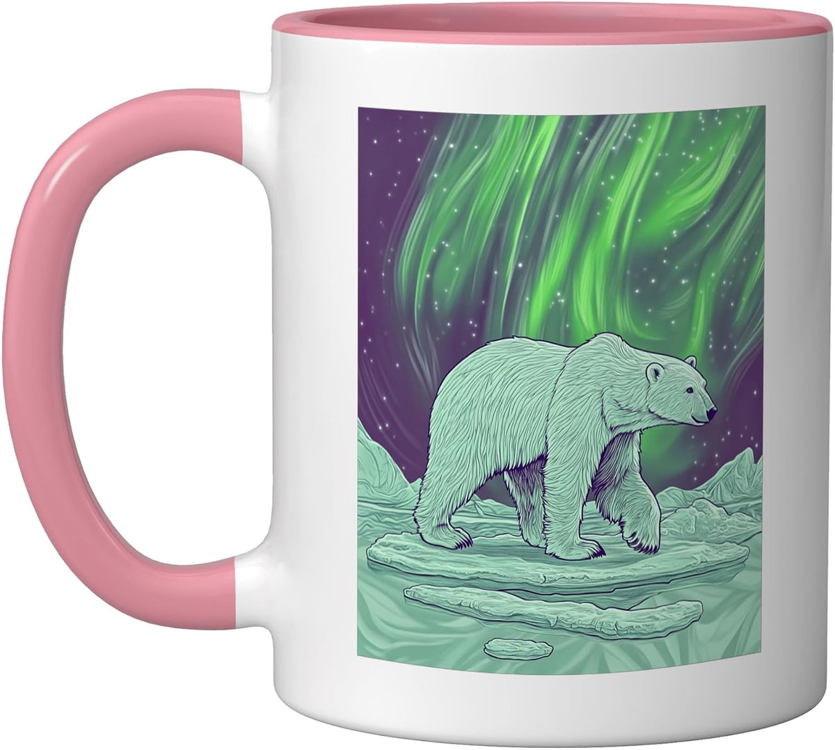 Northern Lights Polar Bear Art Ceramic Mug