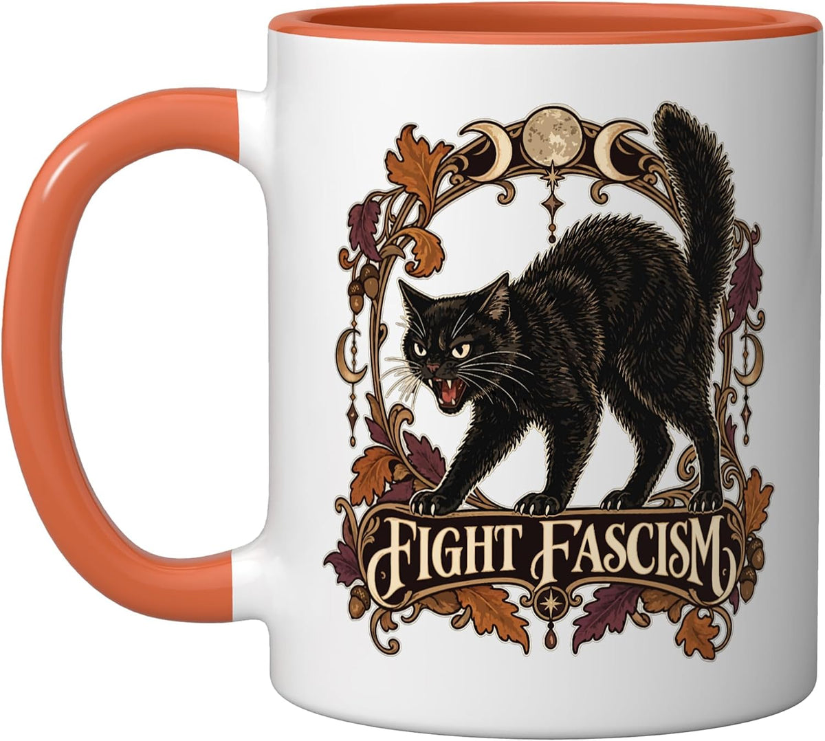 Black Cat Fight Fascism Retro Design Ceramic Mug