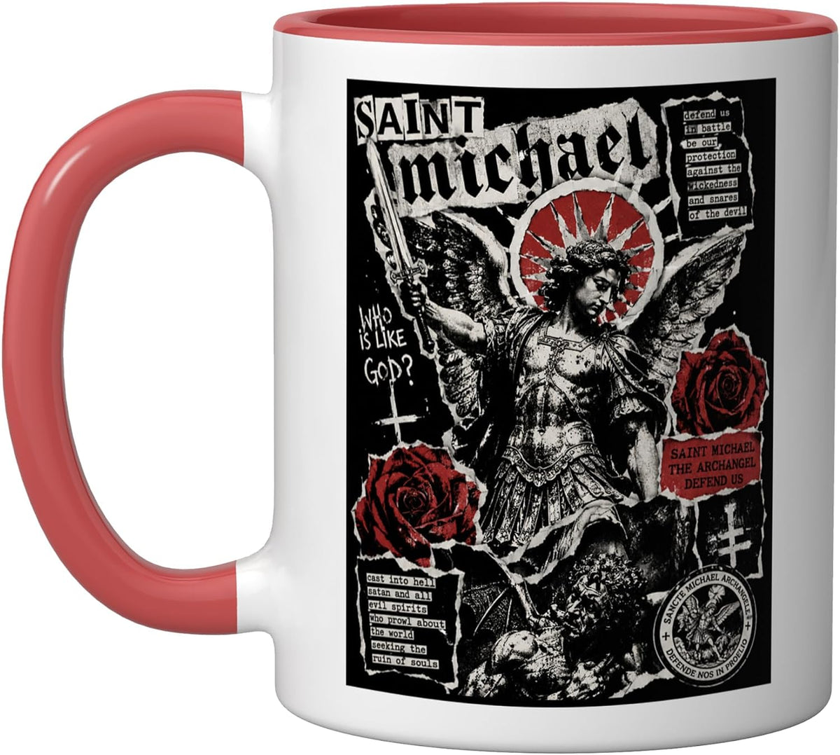 Saint Michael The Archangel Zine Collage Punk Art Design Ceramic Mug