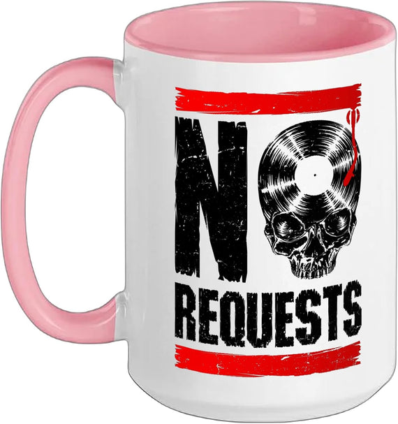 No Requests Dj Turntable Vinyl Record Gothic Skull Ceramic Mug