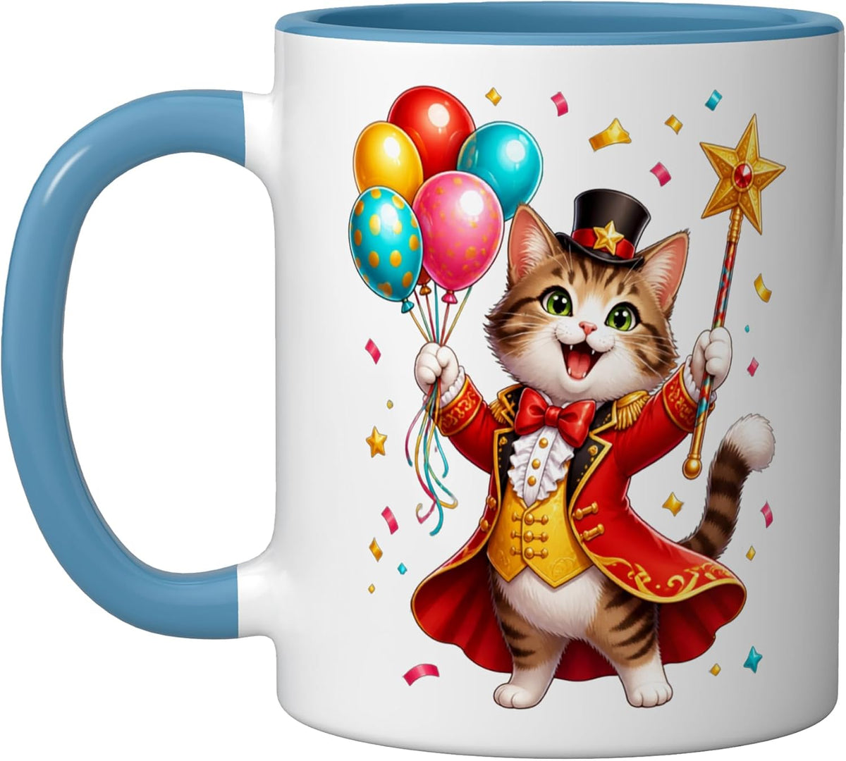Cute Cat Magician Balloons Party Celebration Ceramic Mug