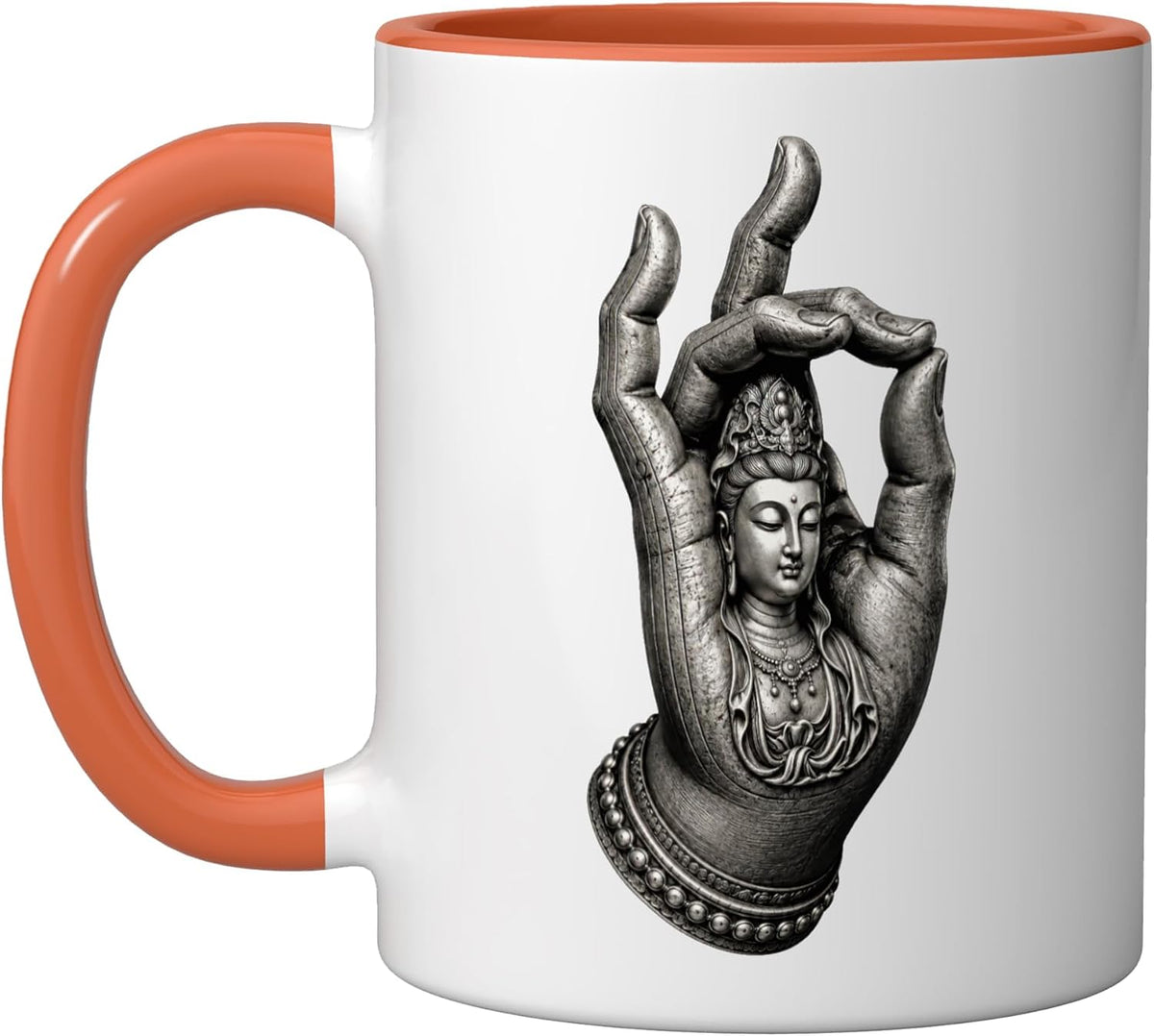 Guanyin Buddha Hand Lotus Mudra Spiritual Bodhisattva Ceramic Mug