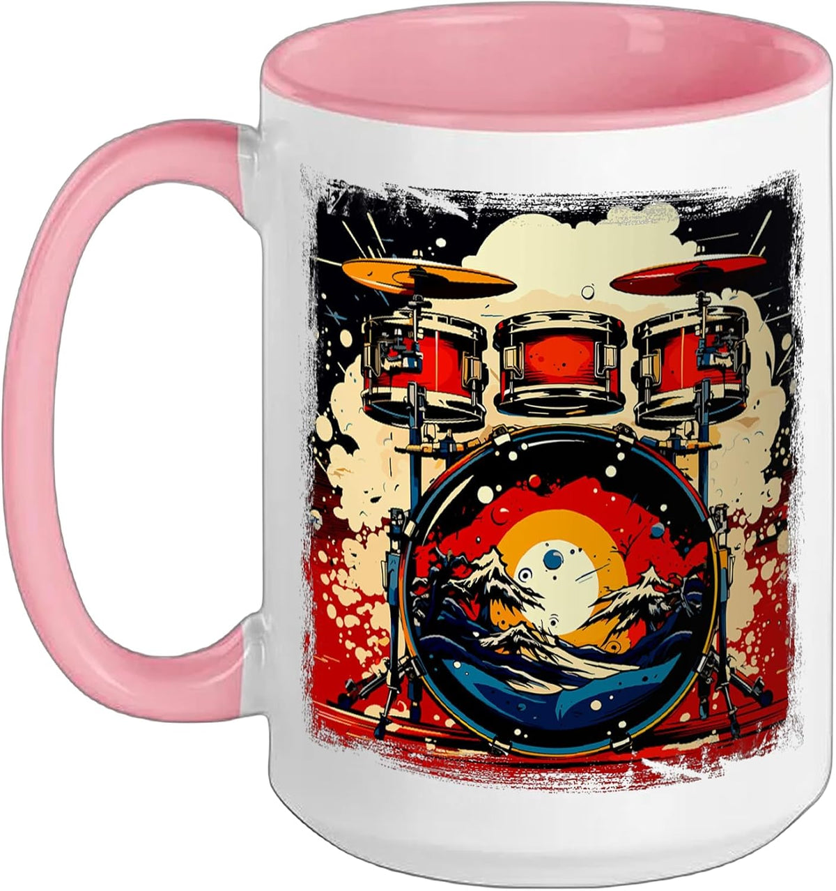 Drum Kit Cartoon Style Drums Ceramic Mug