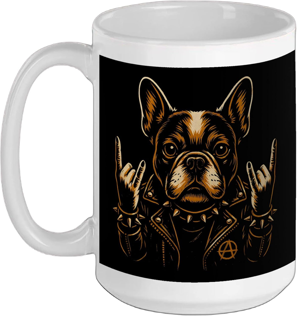 Punk Rock Bulldog Funny Frenchie Dog, Rock And Roll Fun Ceramic Mug