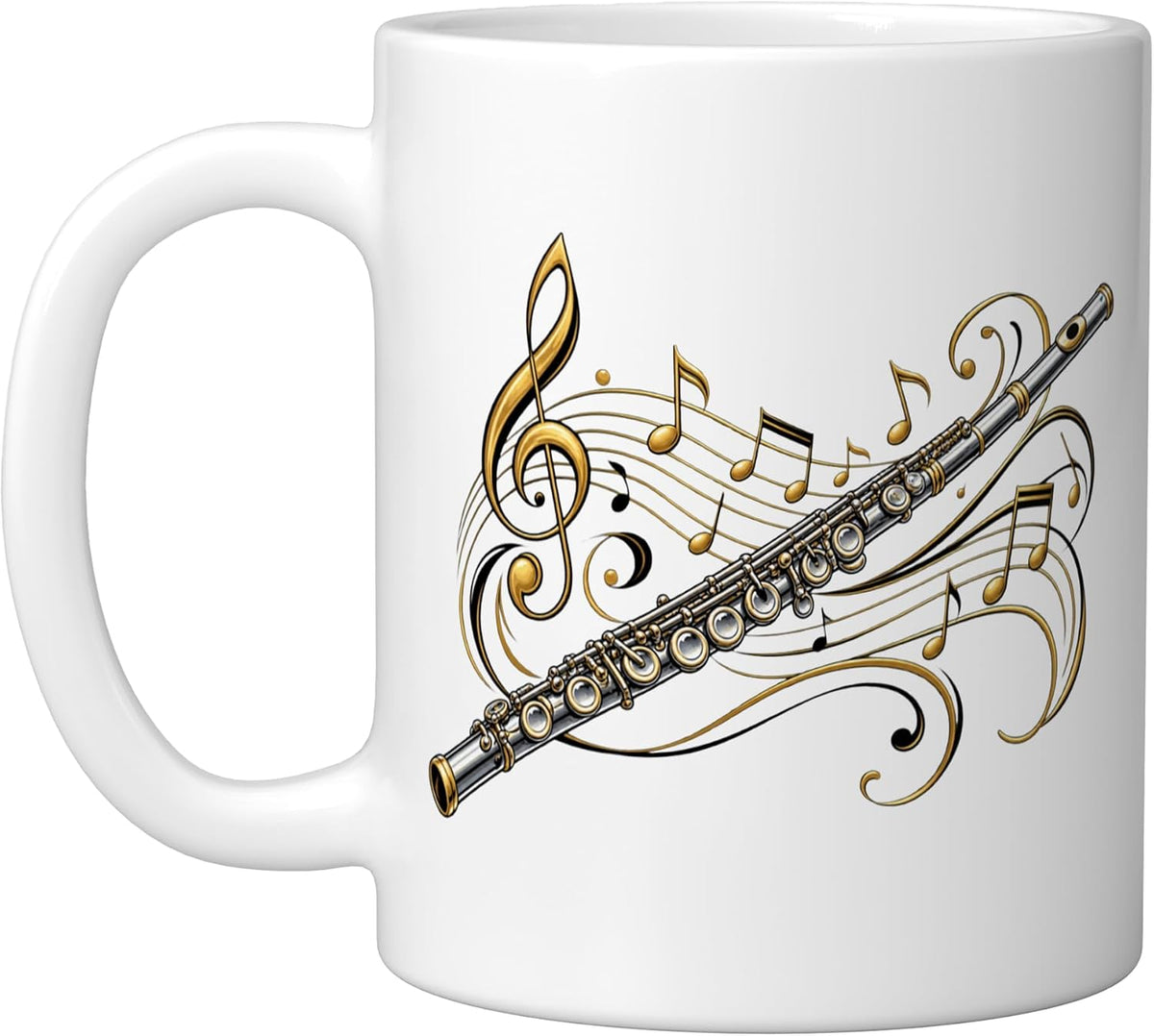 Classical Flute With Musical Notes Orchestra Music Lover Ceramic Mug