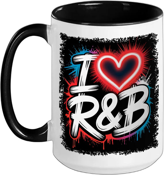 I Love R&B Bold Grunge Heart Ceramic Mug