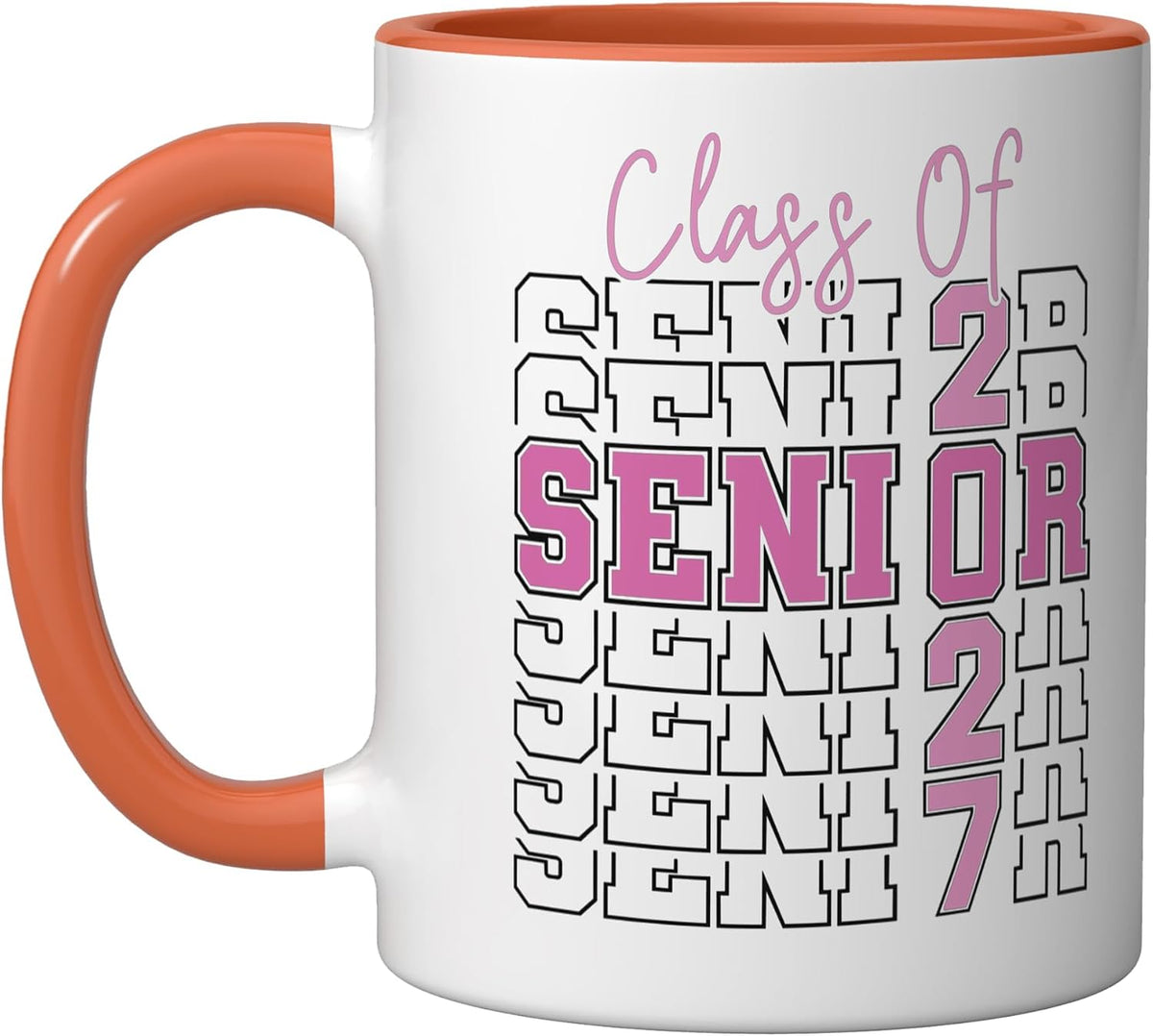 Proud Senior 2027 Graduation High School Class Of 27 Pink Ceramic Mug