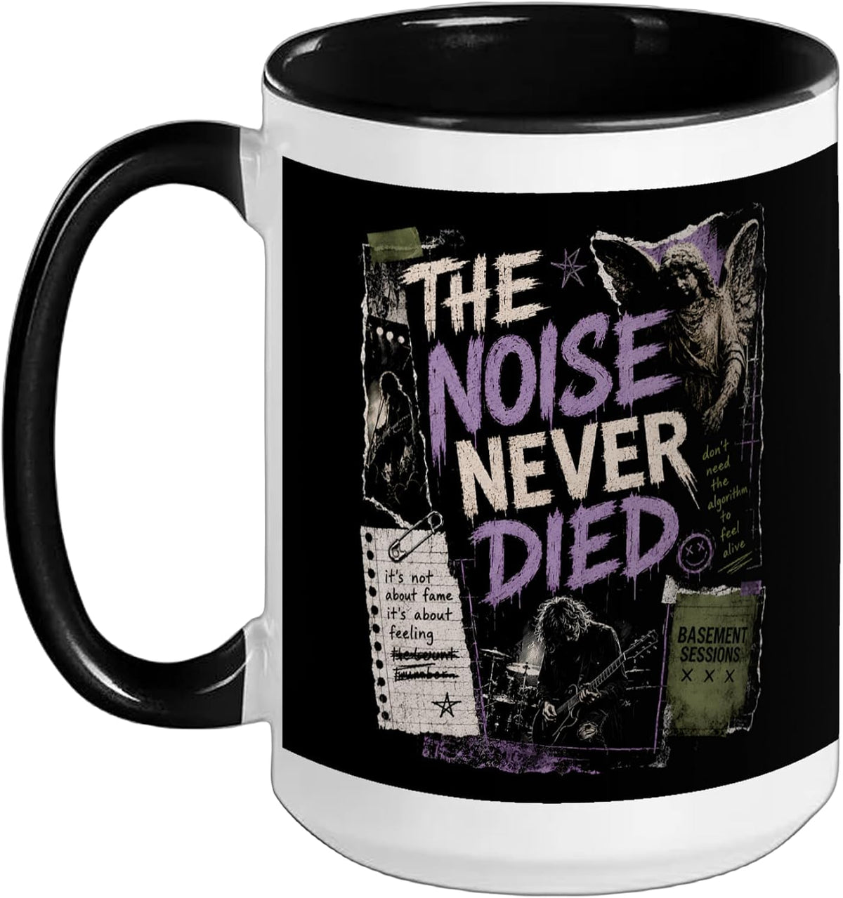 The Noise Never Died Vintage Grunge Rock Collage Ceramic Mug