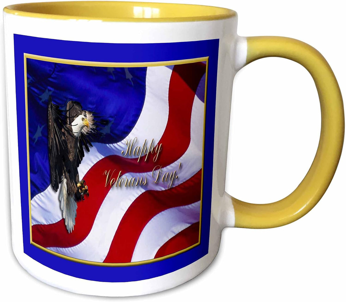 Veterans Day Bald Eagle With American Flag Ceramic Mug