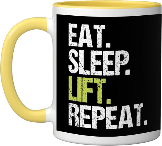 Eat Sleep Lift Repeat Weightlifting Gym Christmas Ceramic Mug