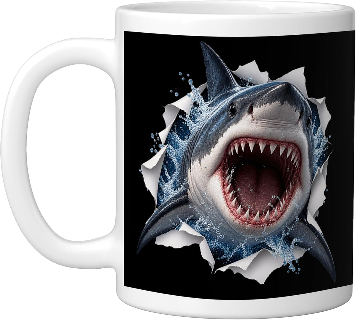 Funny Great White Shark Peeking Cute Zoo Animal Lover Ceramic Mug