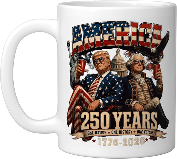 250 Years America Anniversary 250th Trump Washington Ceramic Mug