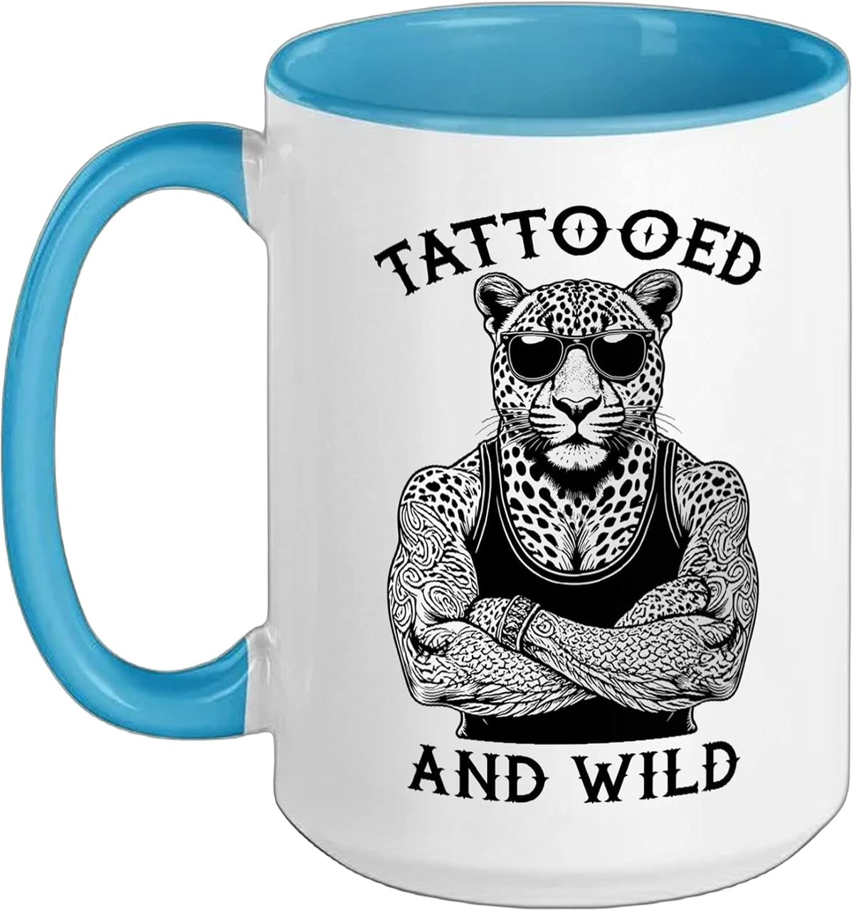 Tattooed And Wild Funny Inked Leopard Animal Tattoo Lover Ceramic Mug
