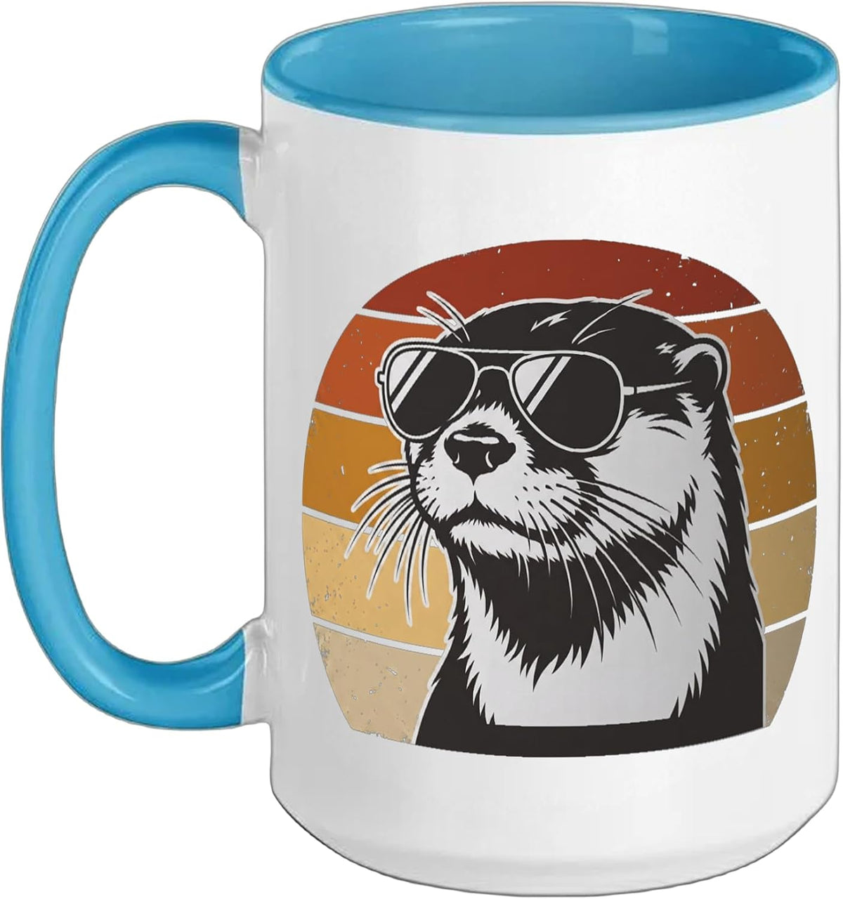 Funny Otter Sunglasses Retro Sunset Cool River Otter Art Ceramic Mug