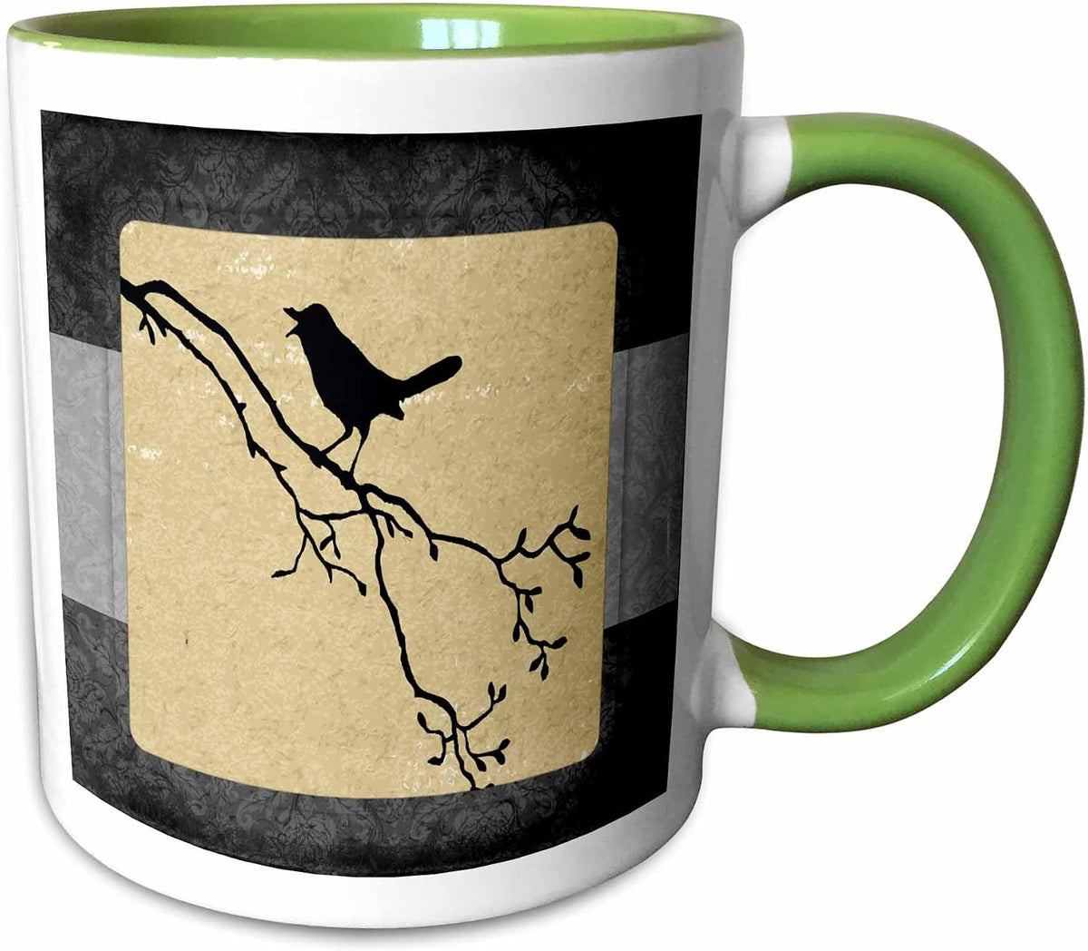 Bird On Branch Grunge Designs Ceramic Mug