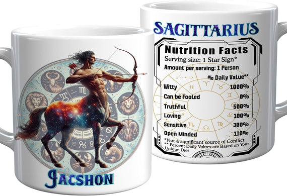 Funny Sagittarius Nutrition Facts Zodiac Ceramic Mug
