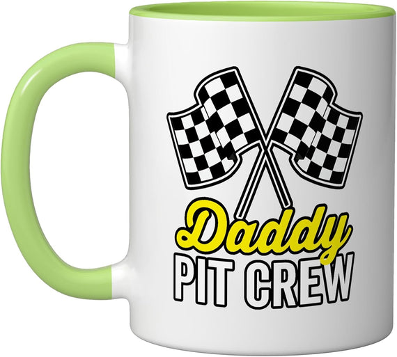 Daddy Pit Crew Racing Checkered Flags Ceramic Mug