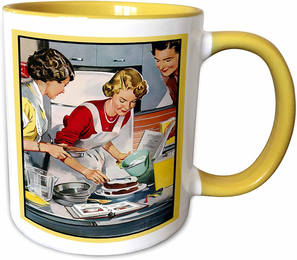 Retro Collage Of People In Kitchen Art Ceramic Mug