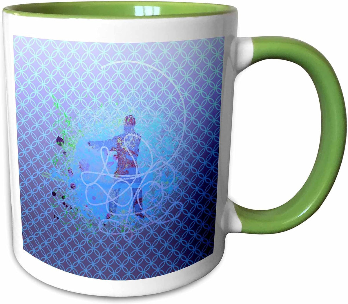 Martial Arts Man Training Collage, Aqua Blue Ceramic Mug