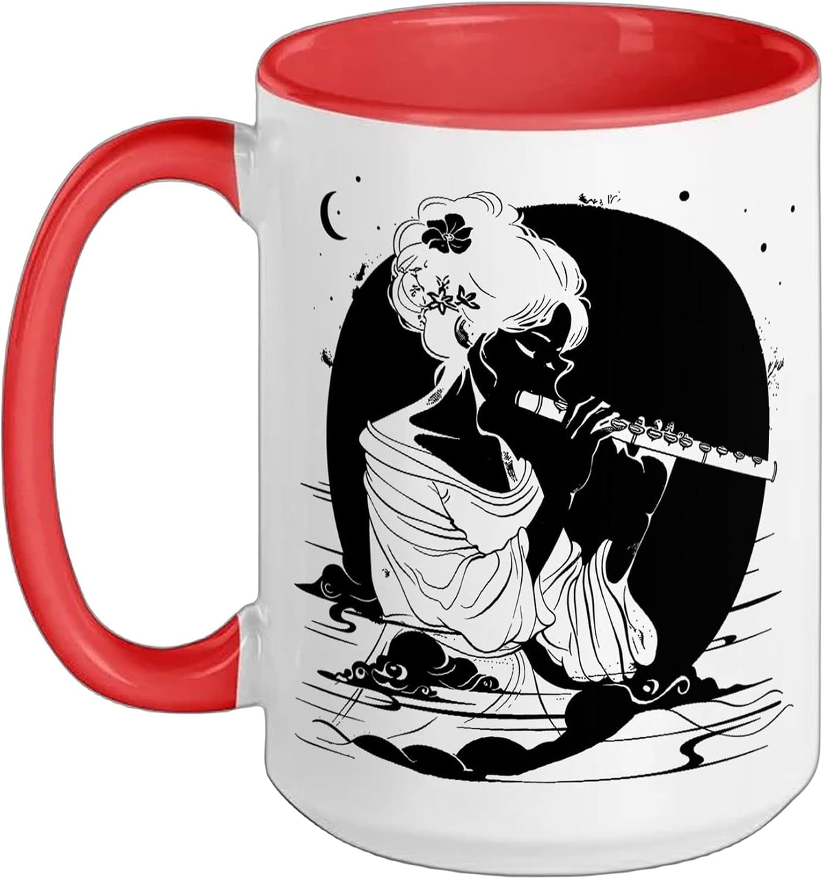 Flute Girl Drawing Chamber Music Ceramic Mug