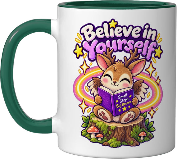 Believe in Yourself Jackalope Small Steps Big Dreams Ceramic Mug