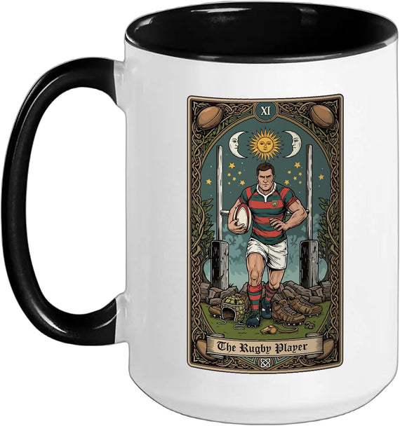 Rugby Player Tarot Card Vintage Sport Rugby Fan Design Ceramic Mug
