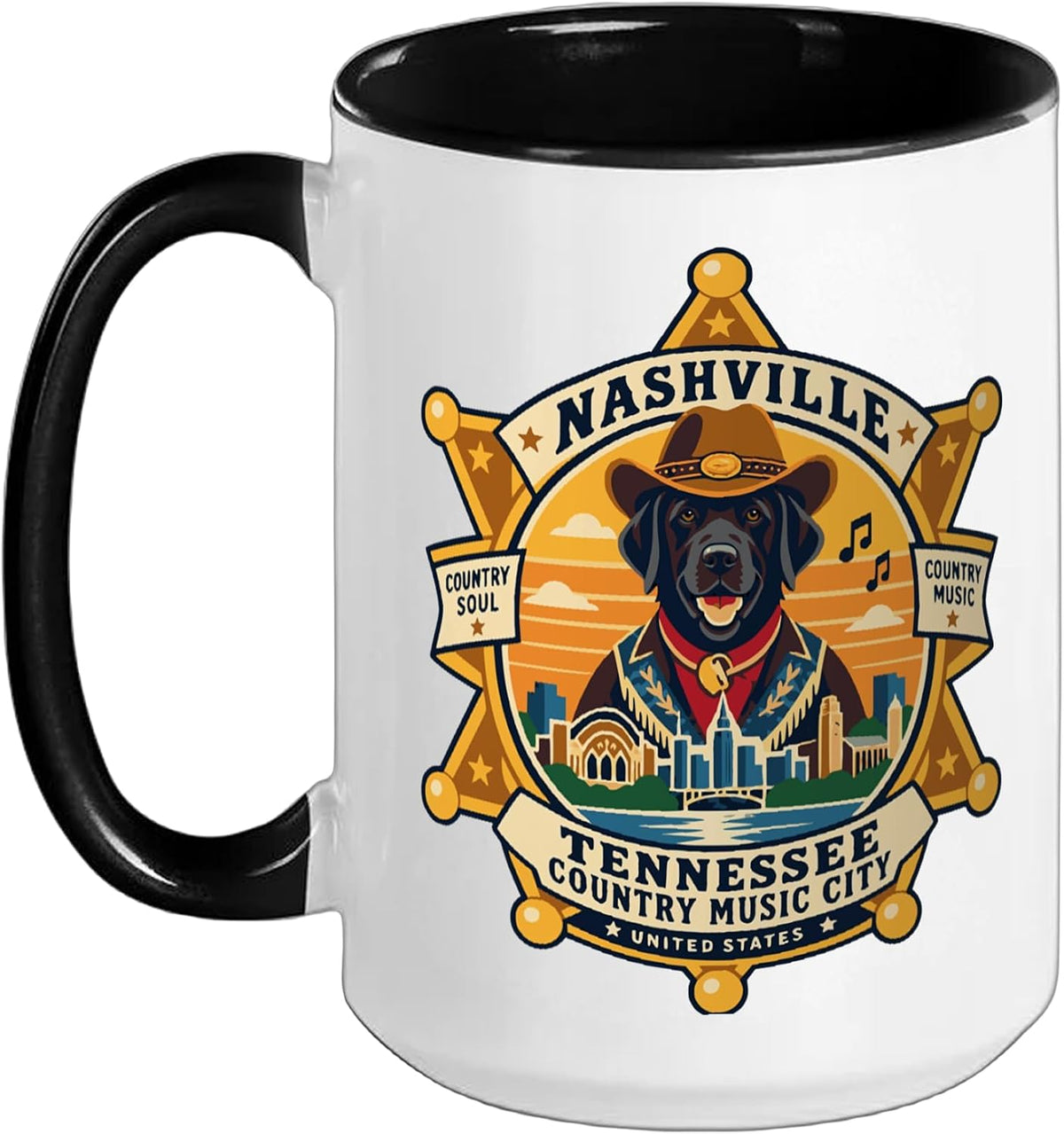 Nashville Tennessee Country Music City Usa Labrador Dog Ceramic Mug