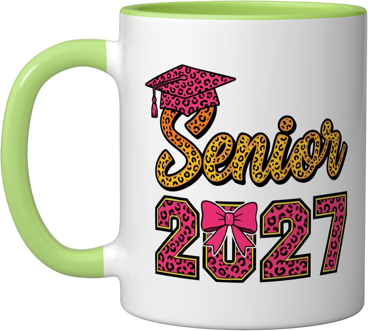 Coquette Pink Bow Leopard Senior 2027 Class Of Graduation Ceramic Mug