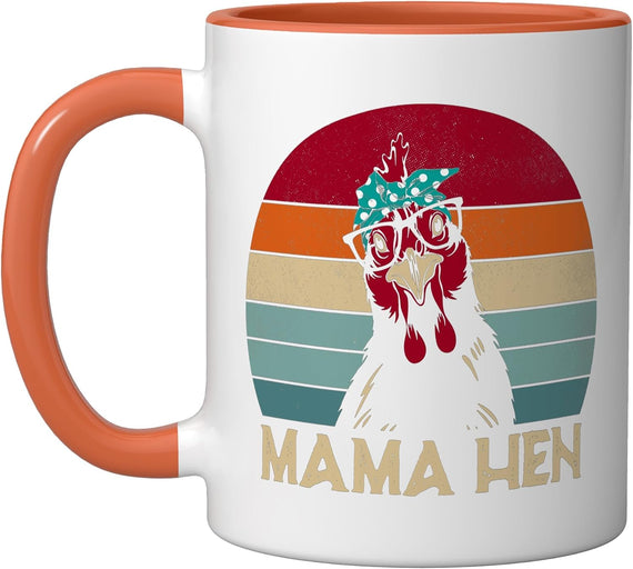 Funny Mama Hen Chicken Mom Gifts Chicken Pajamas Retro Ceramic Mug