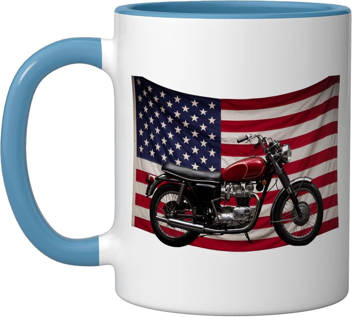Usa Flag Motorcycle 4th Of July Mens Womens Kids Ceramic Mug