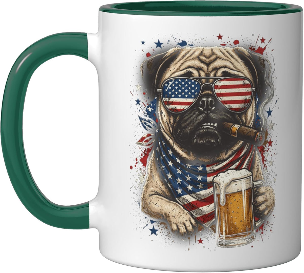 Pug America 250 Patriotic Dog Lover Usa Flag Vintage Ceramic Mug