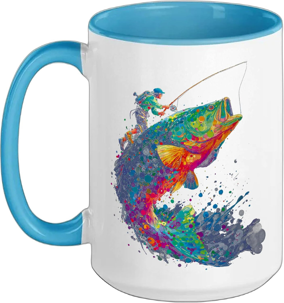 Colorful Bass Fishing Splash Design For Anglers Ceramic Mug