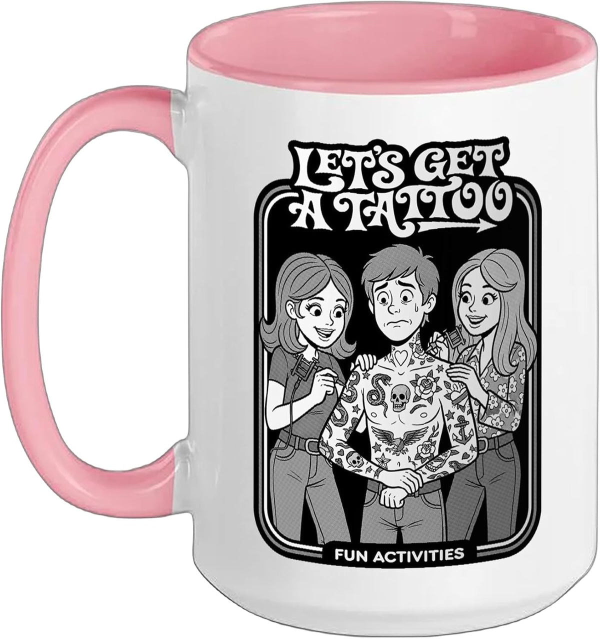 Let's Get A Tattoo Funny Tattoos Retro Activity Book Cover Ceramic Mug