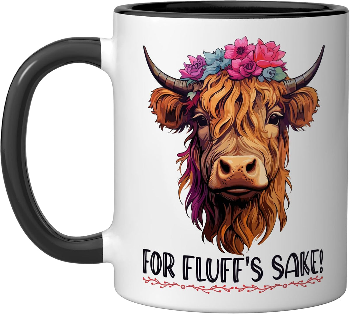 Highland Cow For Fluffs Sake, Funny Western Girl Country Ceramic Mug